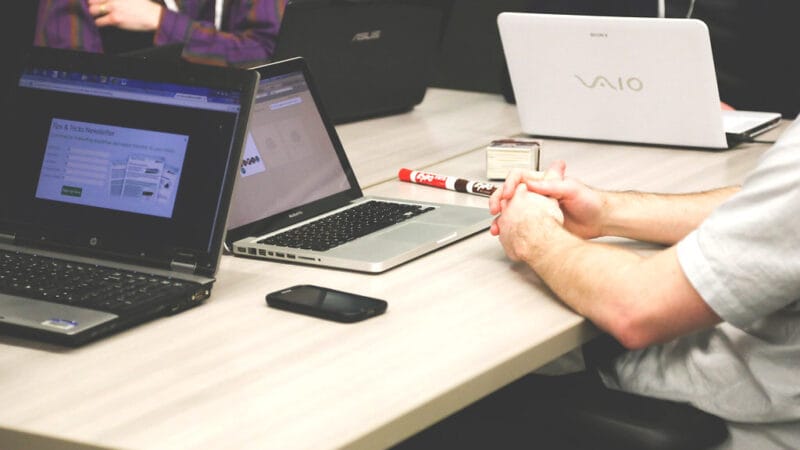 Non-technical founder building SaaS product at laptop workspace in 2026